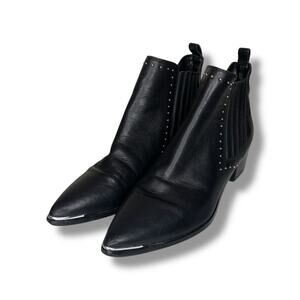 Marc Fisher LTD Size 7.5 Yumi Studded Booties Black Leather Western Festival